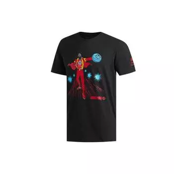 Adidas Marvel Harden Edition Avengers Баскетбольная футболка с коротким рукавом Мужские топы черные DU6717 M