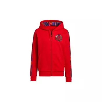 Adidas Mic Rose Полная молния Баскетбольная повседневная мужская куртка с капюшоном Верхняя одежда Малиновый GQ1365 S