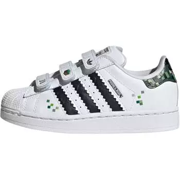 adidas Minecraft x Superstar 2 C Creeper Детские кроссовки Белый Облачно-белый Основной черный JQ8748 28
