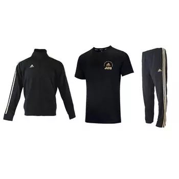 Adidas Mock Neck Полосатый свитер с длинным рукавом Футболка с коротким рукавом Прямые брюки на шнурке Повседневный спортивный комплект TR30JR+ADICLTS21SJ-BG+TR30PR S