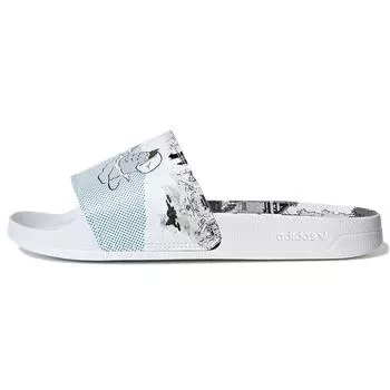 Adidas Монстры Инк. Кроссовки унисекс Mike & Sulley Lite из коллаборации с Adilette Lite Cloud-White Core-Black GX0995 38