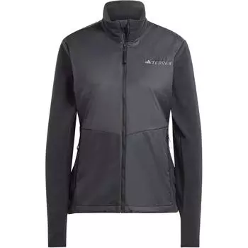 Adidas Мульти Ветрозащитная Однотонная Куртка с Вставками, Воротником-стойкой и Застежкой-молнией, Удобная, с Длинным Рукавом, Женская Куртка, Черная IJ0545 M