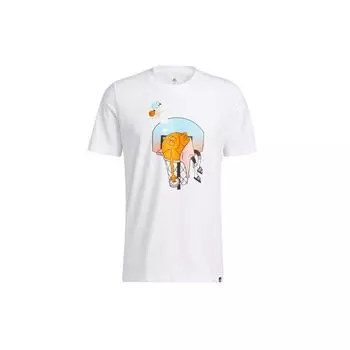 Adidas Мультяшный принт Баскетбольная спортивная футболка с коротким рукавом Мужские топы Белые HS4329 M