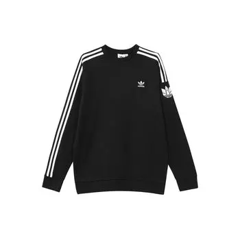 Adidas Мужская флисовая толстовка с круглым вырезом Originals Trefoil Logo Three Stripes, черная GN3545 M