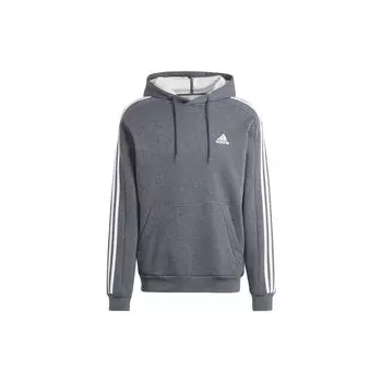 Adidas Мужская толстовка с капюшоном Essentials Fleece 3-Stripes темно-серого цвета IJ6475 L