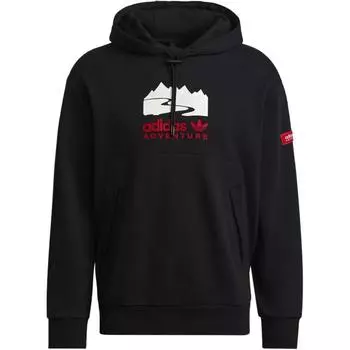 Худи Adidas Originals Adventure с принтом логотипа, однотонное, мужское, черное H09060 XS