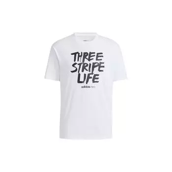 Adidas Neo Alphabet Print Спортивная футболка Мужские топы Белая HC3830 L