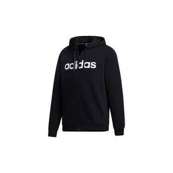 Adidas Neo Alphabetic Print Повседневная спортивная куртка с капюшоном на молнии Мужская верхняя одежда Черный GJ8927 L