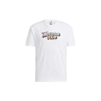 Adidas Neo Cartoon Alphabet Print Повседневная спортивная футболка с круглым вырезом Мужские топы Белый HC9663