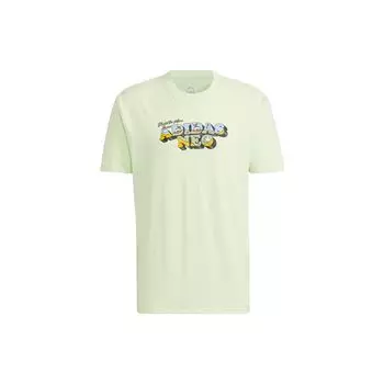 Adidas Neo Cartoon Logo Print Спортивная свободная футболка с короткими рукавами Мужские топы кислотно-зеленого цвета HC9662 XXL
