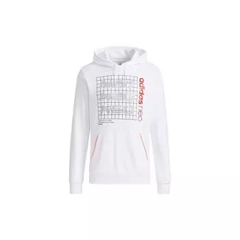 Adidas Neo Casual Sports Print Свободный пуловер с капюшоном Мужские топы Белый GV3526 M