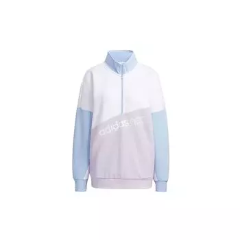 Adidas Neo Colorblock Ветрозащитный свитшот с воротником-стойкой и полумолнией Женские топы Синий Белый Фиолетовый GU0845 M