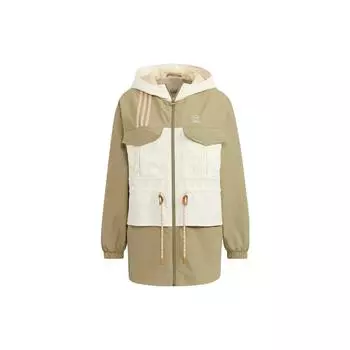 Adidas Neo FW22 Лоскутная куртка с капюшоном на молнии с принтом логотипа Женские куртки цвета хаки HM2023 XXL