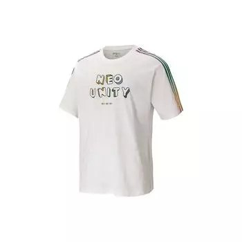 Adidas Neo Gradient Stripe Letter Print Вязаная спортивная футболка Мужские топы Белые H65032 XL