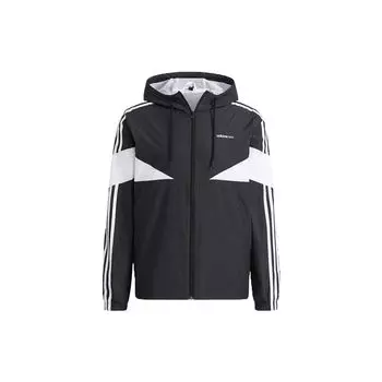 Adidas Neo Icons 3-полосная ветровка Повседневная куртка с капюшоном Мужская верхняя одежда Черный H14228 XL