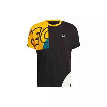 Adidas Нео-контрастная спортивная футболка с буквенным принтом, мужские топы, черная HS8825 XXL
