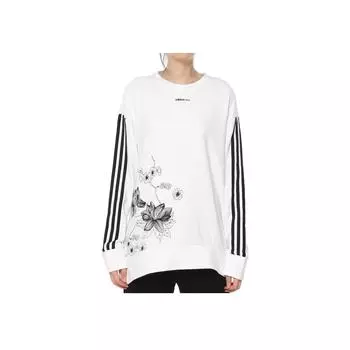 Adidas Нео круглый вырез полосатый американский свитшот женский свитшот белый черный DZ7603 XL