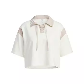 Adidas Neo Logo Лоскутная футболка-поло с вышивкой и короткими рукавами Женские топы Белые IK6081 L
