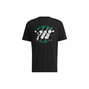 Adidas Neo Logo Мультяшный принт с круглым вырезом Свободная прямая футболка Мужские топы Черный H62010 M