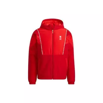 Adidas Neo Logo Print Хлопковая куртка с капюшоном Мужская верхняя одежда Energy-Red HC9724