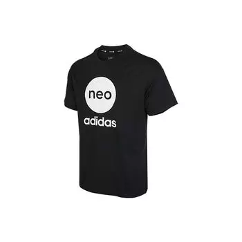 Adidas Neo Logo Print Повседневная дышащая спортивная футболка унисекс Черные HM8384 S