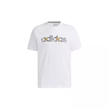 Adidas Neo Logo Print Прямая спортивная футболка Мужские топы Белые GP4877 XXL