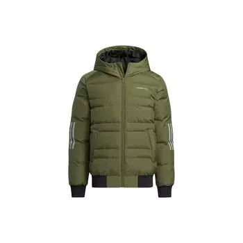 Adidas Neo Metallic 3-полосный спортивный пуховик с капюшоном Мужская верхняя одежда Оливковый H45270 S