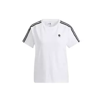 Adidas Neo Micro Logo Stripe Повседневная спортивная футболка с короткими рукавами Женские топы Белые HE4512 S