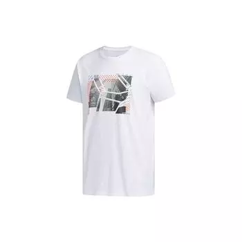 Adidas Neo многослойный контрастный узор повседневная спортивная прямая футболка мужские топы белые DW8209 XXL
