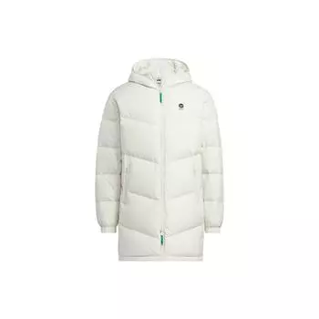 Adidas Neo однотонная молния с капюшоном и логотипом бренда, пуховик средней длины, верхняя одежда унисекс, белый HN4788 XXL