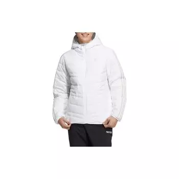 Adidas Neo однотонный пуховик на молнии с капюшоном и трехполосным логотипом бренда, верхняя одежда унисекс, белый HN4792 L