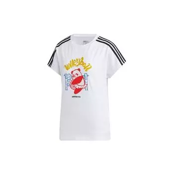 Adidas Neo Panda Print Свободная футболка Женские топы Белая GK1561 S