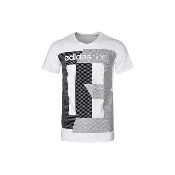 Adidas Neo Printed Повседневная спортивная прямая футболка Мужские топы Белый CV6936 XL