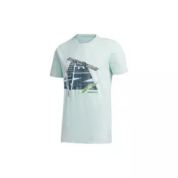Adidas Neo Прямая футболка с принтом Мужские топы Зеленая FP7305 L