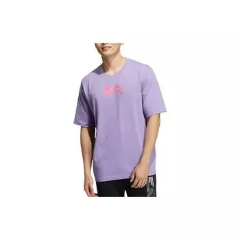Adidas Neo с принтом логотипа, однотонная футболка с круглым вырезом, топы унисекс, фиолетовый HS8838 L