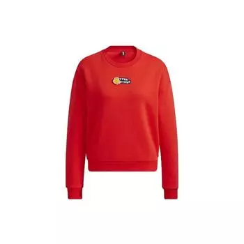 Adidas Свитшот Neo Sesame Street Co-Brand с рисунком из мультфильма, круглый вырез, женские топы, красный HD7277 L