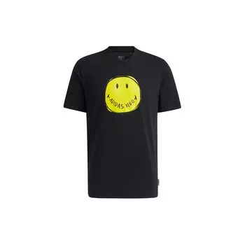Adidas Neo Smiley Face Print Спортивная футболка с круглым вырезом Мужские топы Черные H62013 M