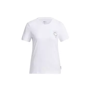 Adidas Neo Smiley Print Спортивная трикотажная футболка Женские топы Белые GP5784 M