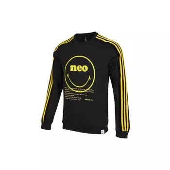 Adidas Neo Smiley Print Вязаная толстовка с круглым вырезом Мужская толстовка черная HB7408 M