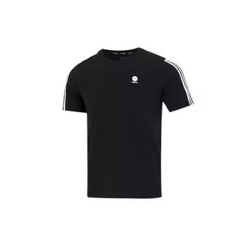 Adidas Neo Solid Stripe Logo Повседневная футболка с круглым вырезом Мужские топы Черный HN8779 M