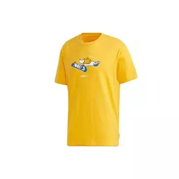 Adidas Neo Спортивная футболка прямого кроя с принтом Мужские топы Желтый GL7214 S