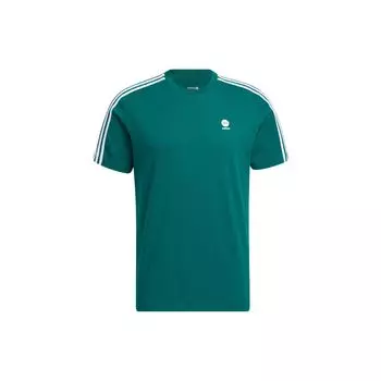 Adidas Neo Stripe Logo Повседневная домашняя футболка Мужские топы Зеленая HT7350 L