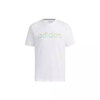 Adidas Neo Tie-Dye Logo Print Спортивная футболка с круглым вырезом Мужские топы Белые GP4876 L