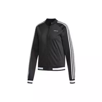 Adidas Neo Три полоски Цветной Блок Буквы Логотипа Ветровка Дышащая Длинный Рукав Винтажная Куртка Женская Куртка Черный CV7357 S