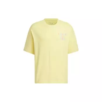 Adidas Neo Vibe Collective Tee Свободная спортивная футболка с принтом алфавита с короткими рукавами Топы унисекс песочно-коричневого цвета IA6745 XXL