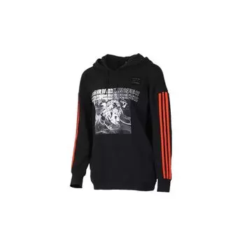 Adidas Neo Wzry Hdy Спортивный пуловер в полоску с принтом, женские топы с капюшоном, черный GD2187 M