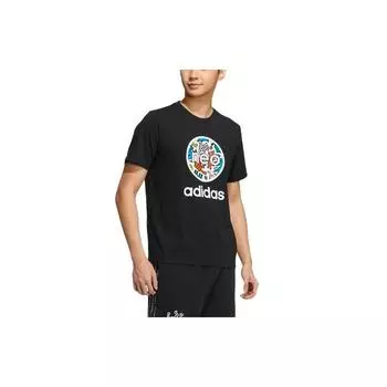 Adidas Neo X Keith Haring Cartoon Logo Print Спортивная футболка с короткими рукавами Топы унисекс Черный HD7271 S