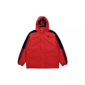 Adidas Новогодняя цветная сшитая теплая хлопковая куртка с капюшоном Мужские куртки Красные GN7382 L