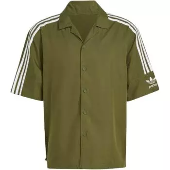 Adidas Однобортная рубашка с коротким рукавом и вышитым логотипом, мужские топы оливково-зеленого цвета HS2092 S