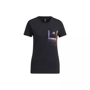 Adidas однотонная футболка с круглым вырезом и логотипом, женские топы, черный GP0688 S